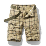 Herren Cargo Shorts mit Karomuster und Gürtel und Beintaschen