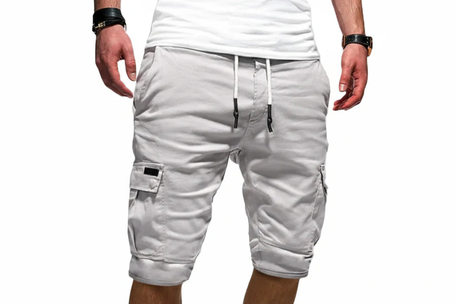Herren Cargo Shorts mit Kordelzugbund und Mehreren Taschen