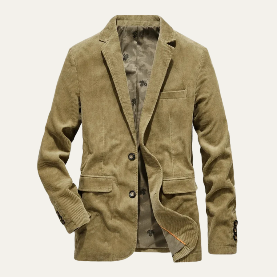 Herren Cordblazer mit Reverskragen und Knopfverschluss