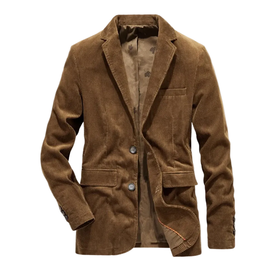 Herren Cordblazer mit Reverskragen und Knopfverschluss