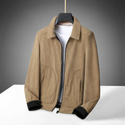 Herren Cordjacke mit Reißverschluss und gerippten Bündchen