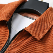 Herren Cordjacke mit Reißverschluss und gerippten Bündchen
