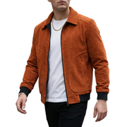 Herren Cordjacke mit Reißverschluss und gerippten Bündchen