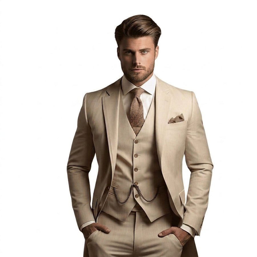 Herren-Dreiteiliger Anzug mit Sakko, Weste und Hose