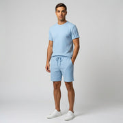 Herren Geripptes Set Mit Kurzarm Shirt Und Shorts