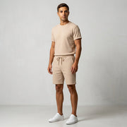 Herren Geripptes Set Mit Kurzarm Shirt Und Shorts