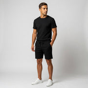 Herren Geripptes Set Mit Kurzarm Shirt Und Shorts