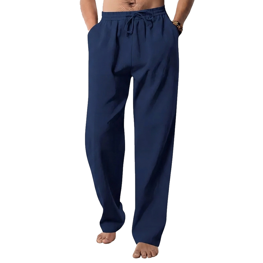 Herren-Hanfhose mit geradem Bein und Kordelzug