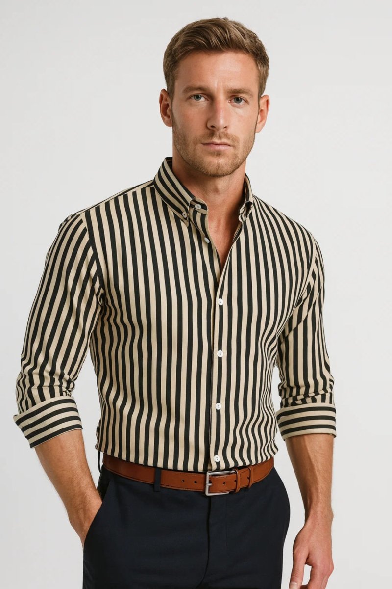 Herren Hemd Gestreift Langarm Elegant