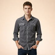 Herren Hemd mit Brusttaschen und Knopfleiste