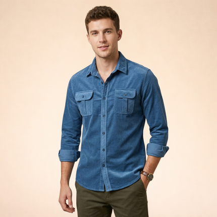 Herren Hemd mit Brusttaschen und Knopfleiste
