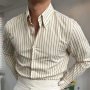 Herren Hemd mit Button-Down-Kragen, langen Ärmeln und Streifenmuster