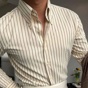Herren Hemd mit Button-Down-Kragen, langen Ärmeln und Streifenmuster