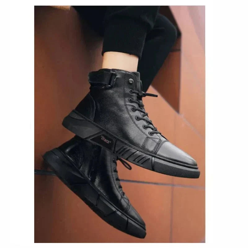 Herren High Top Schuhe Mit Reißverschluss Und Schnürung