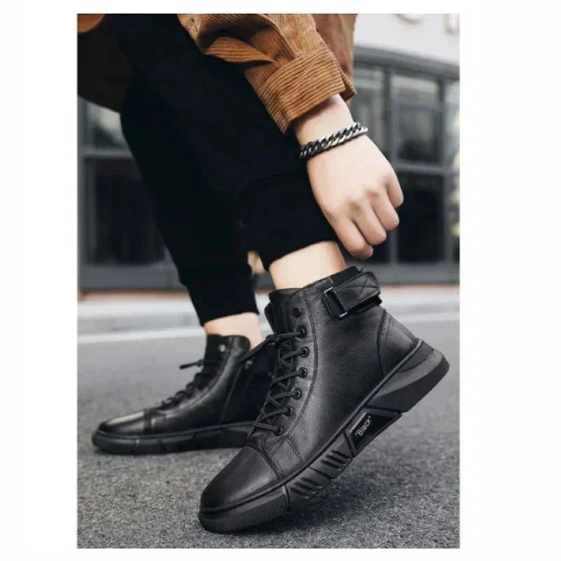 Herren High Top Schuhe Mit Reißverschluss Und Schnürung
