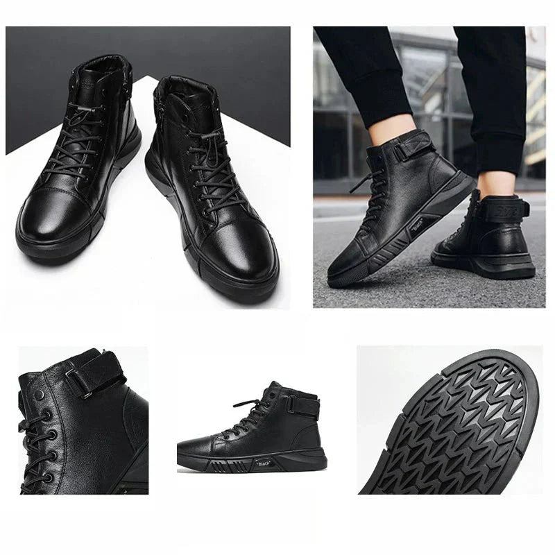 Herren High Top Schuhe Mit Reißverschluss Und Schnürung