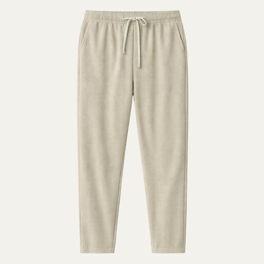 Herren Hose mit elastischem Bund und Kordelzug sowie geradem Bein