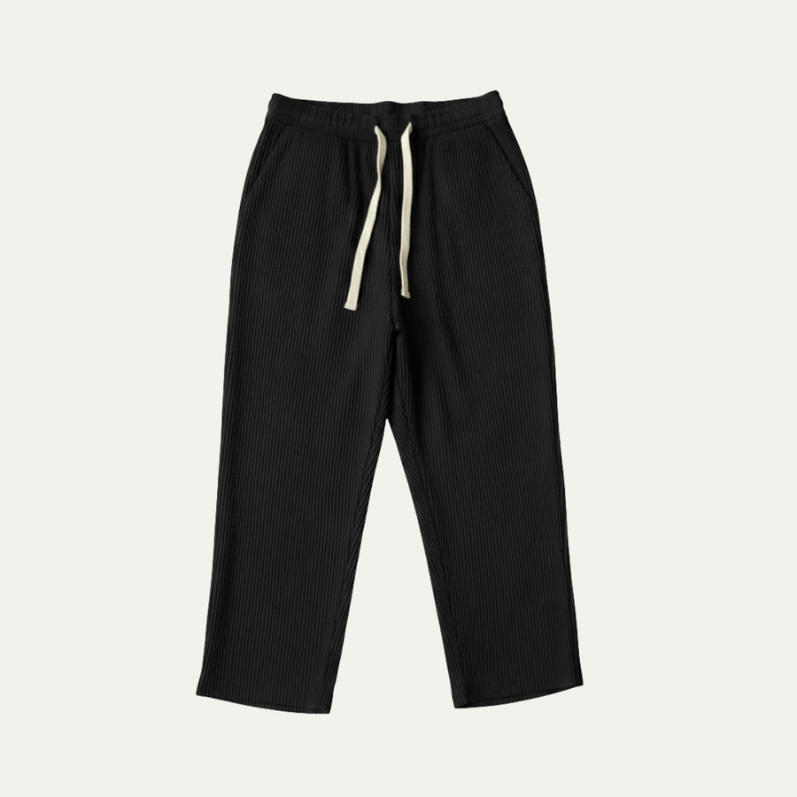 Herren Hose mit elastischem Bund und Kordelzug sowie geradem Bein