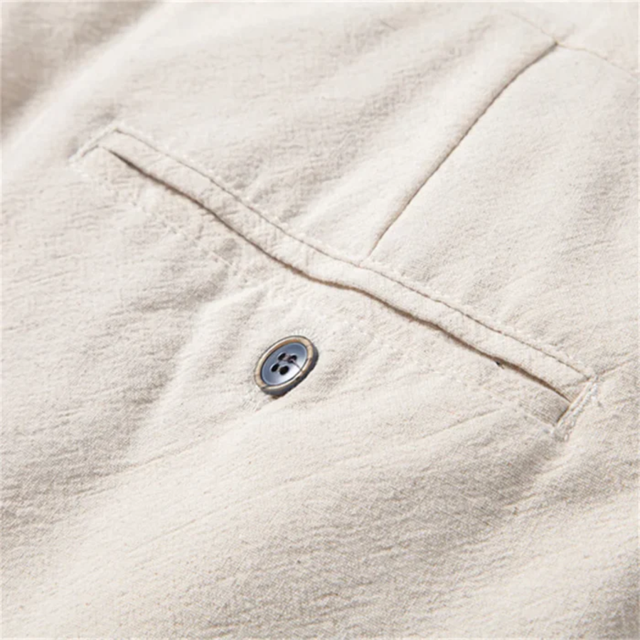 Herren Hose mit Faltenbund, Kordelzug und Reißverschluss