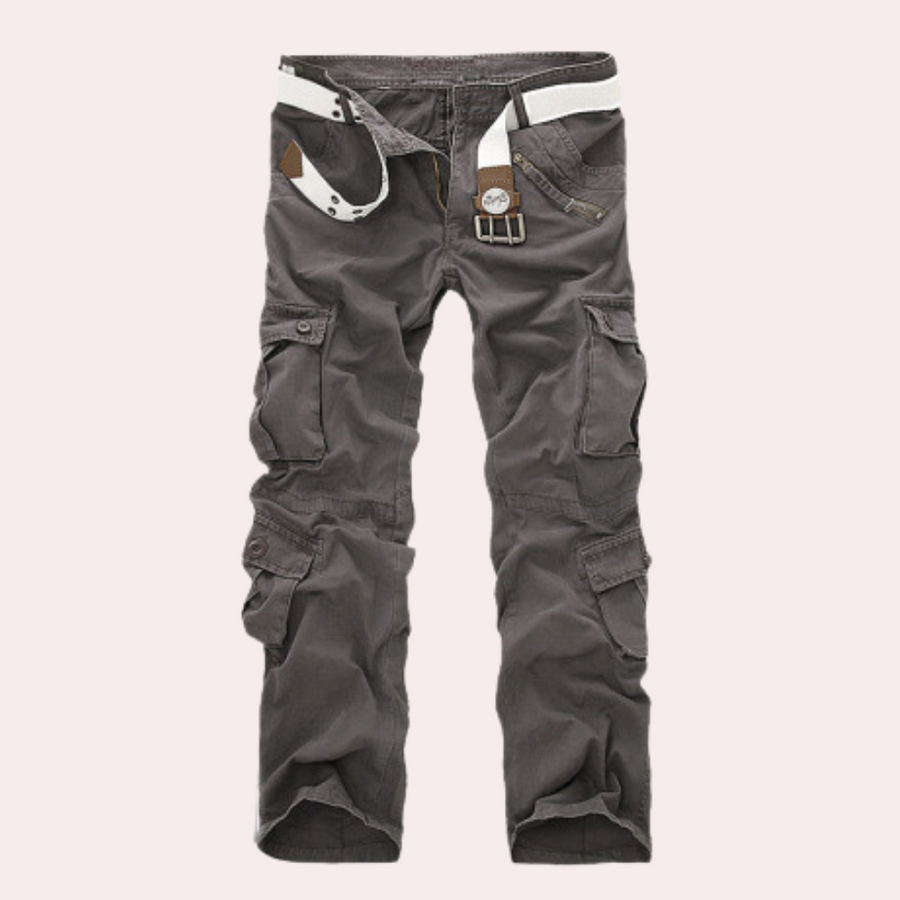 Herren Hose mit Mehrfachen Aufgesetzten Taschen und Gürtelstruktur