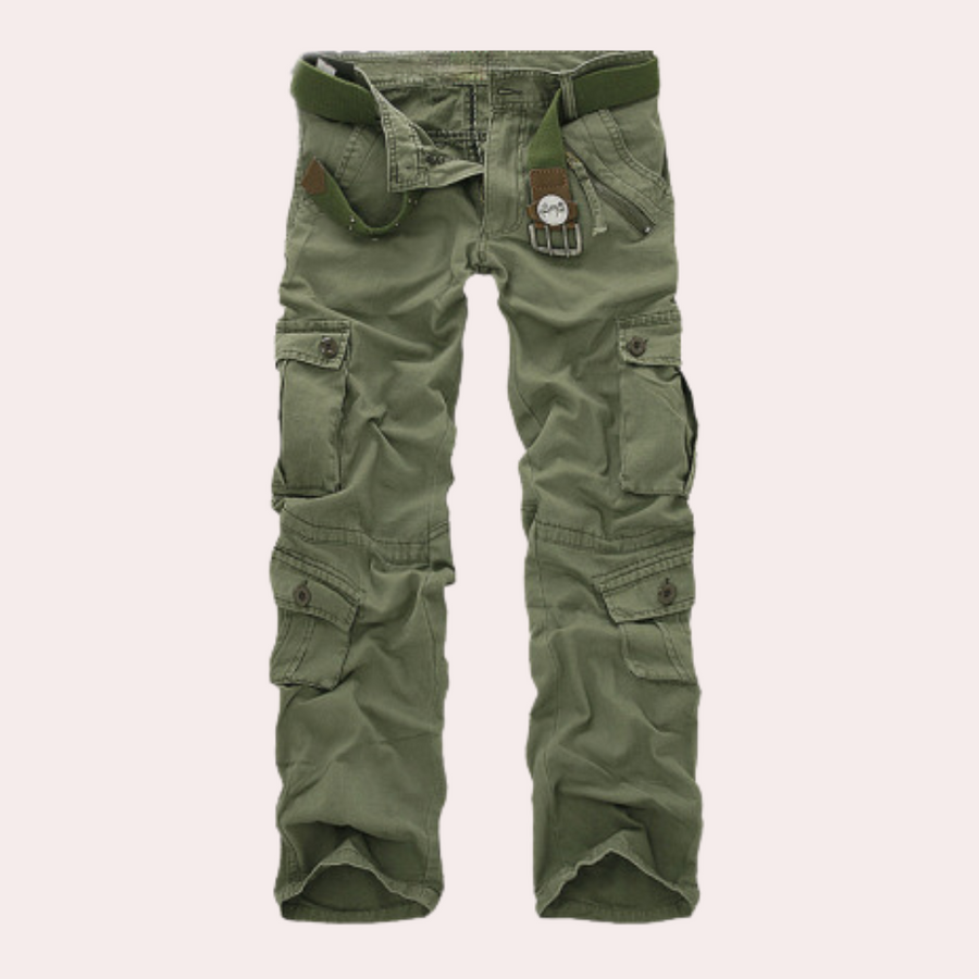 Herren Hose mit Mehrfachen Aufgesetzten Taschen und Gürtelstruktur