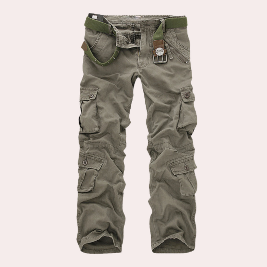 Herren Hose mit Mehrfachen Aufgesetzten Taschen und Gürtelstruktur
