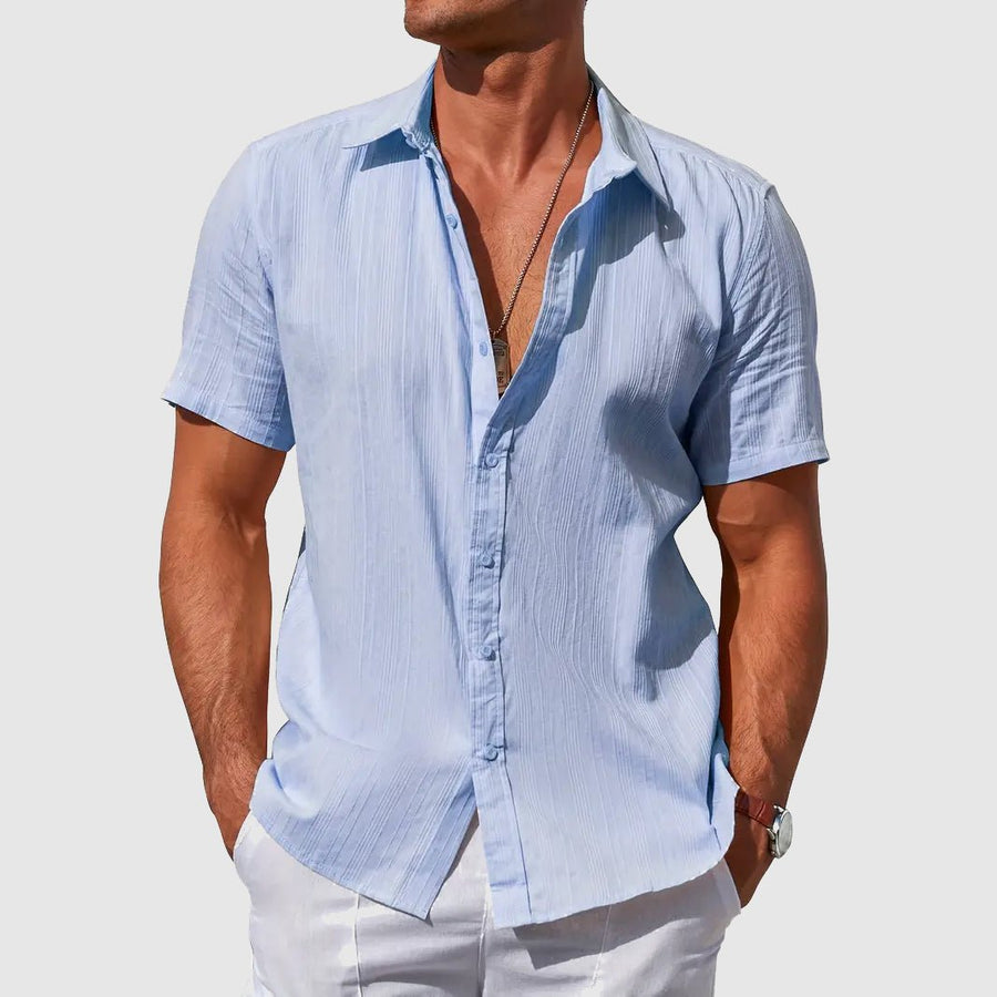 Moritz | Herren Kurzarm Leinen Hemd Knopfverschluss Regular-Fit