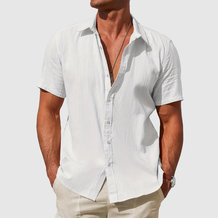 Moritz | Herren Kurzarm Leinen Hemd Knopfverschluss Regular-Fit