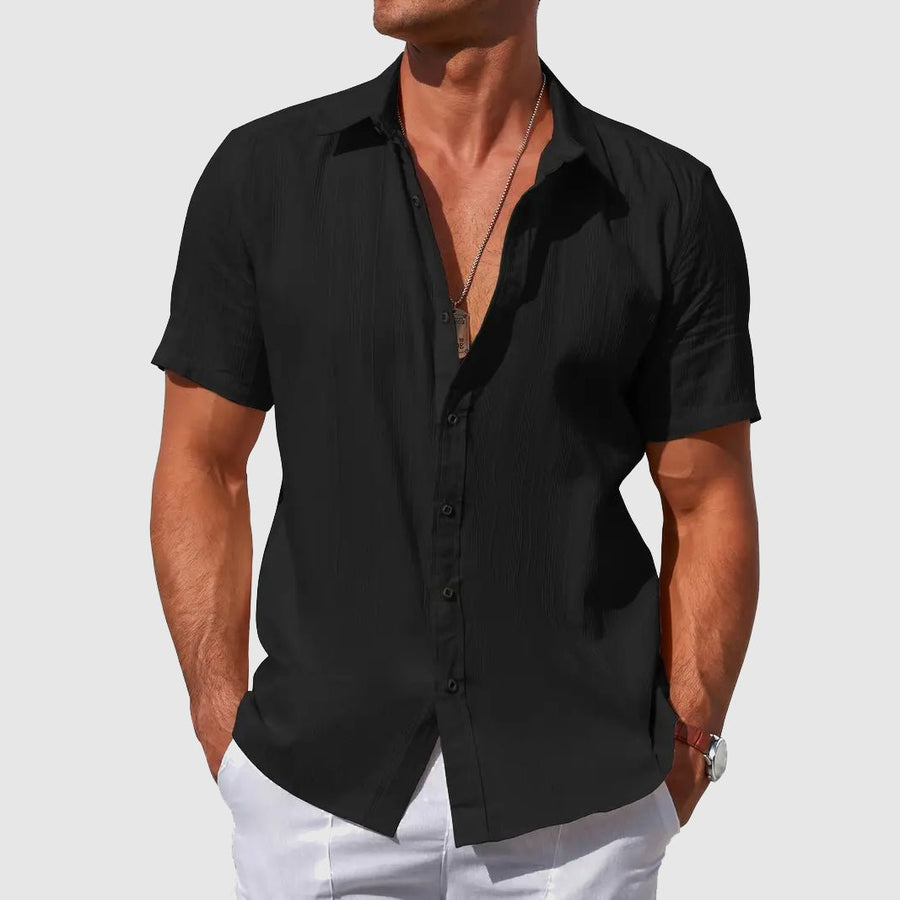 Moritz | Herren Kurzarm Leinen Hemd Knopfverschluss Regular-Fit