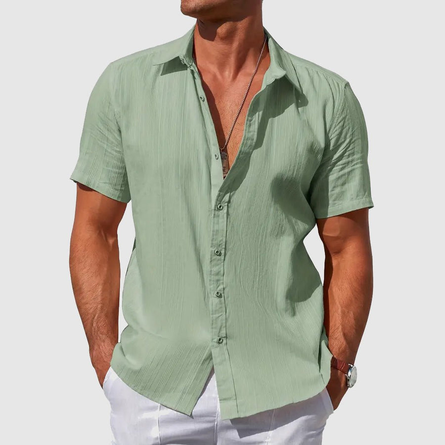 Moritz | Herren Kurzarm Leinen Hemd Knopfverschluss Regular-Fit