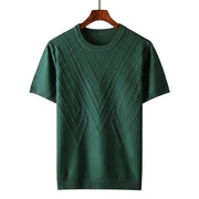 Herren Kurzarm Strickoberteil mit geometrischem V Muster
