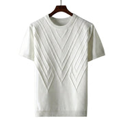Herren Kurzarm Strickoberteil mit geometrischem V Muster