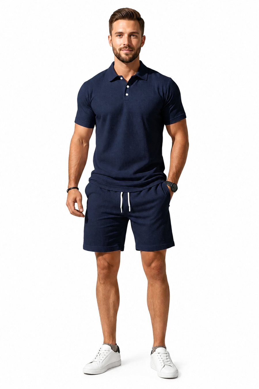 Herren Kurzarmblazer- und Shorts-Set