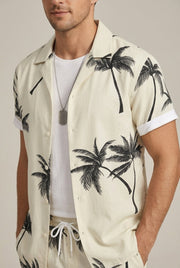 Herren Kurzarmhemd- und Shorts-Set mit Palmenmuster