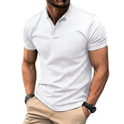 Herren-Kurzarmshirt mit Stehkragen und Knopfleiste