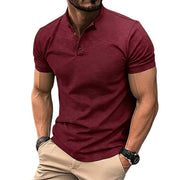 Herren-Kurzarmshirt mit Stehkragen und Knopfleiste