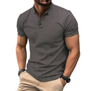 Herren-Kurzarmshirt mit Stehkragen und Knopfleiste