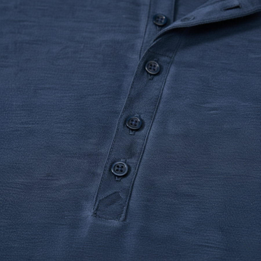 Herren-Langarm-Henley-Shirt mit Knopfleiste und Rundhalsausschnitt