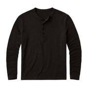 Herren-Langarm-Henley-Shirt mit Knopfleiste und Rundhalsausschnitt