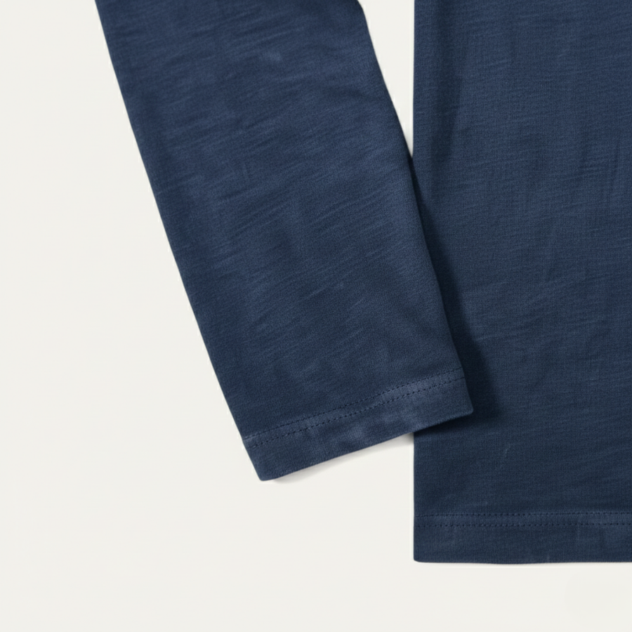 Herren-Langarm-Henley-Shirt mit Knopfleiste und Rundhalsausschnitt