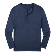 Herren-Langarm-Henley-Shirt mit Knopfleiste und Rundhalsausschnitt