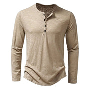 Herren-Langarmshirt mit Henley-Ausschnitt und Knopfleiste