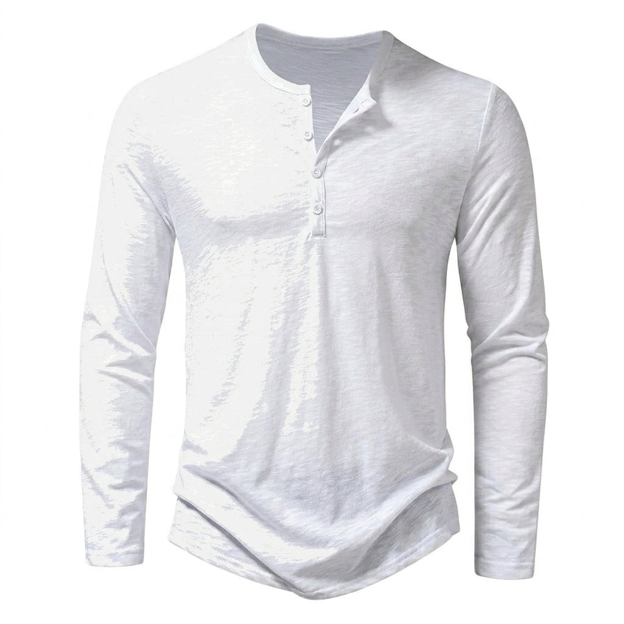 Herren-Langarmshirt mit Henley-Ausschnitt und Knopfleiste
