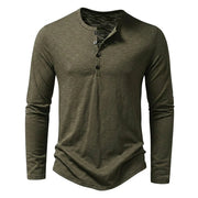 Herren-Langarmshirt mit Henley-Ausschnitt und Knopfleiste