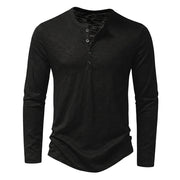 Herren-Langarmshirt mit Henley-Ausschnitt und Knopfleiste