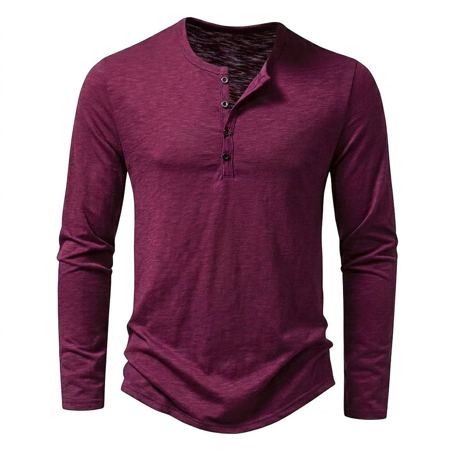 Herren-Langarmshirt mit Henley-Ausschnitt und Knopfleiste