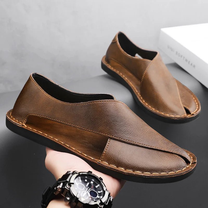 Stefan | Herren Leder-Sandalen Crossover-Design Italienisches Kalbsleder