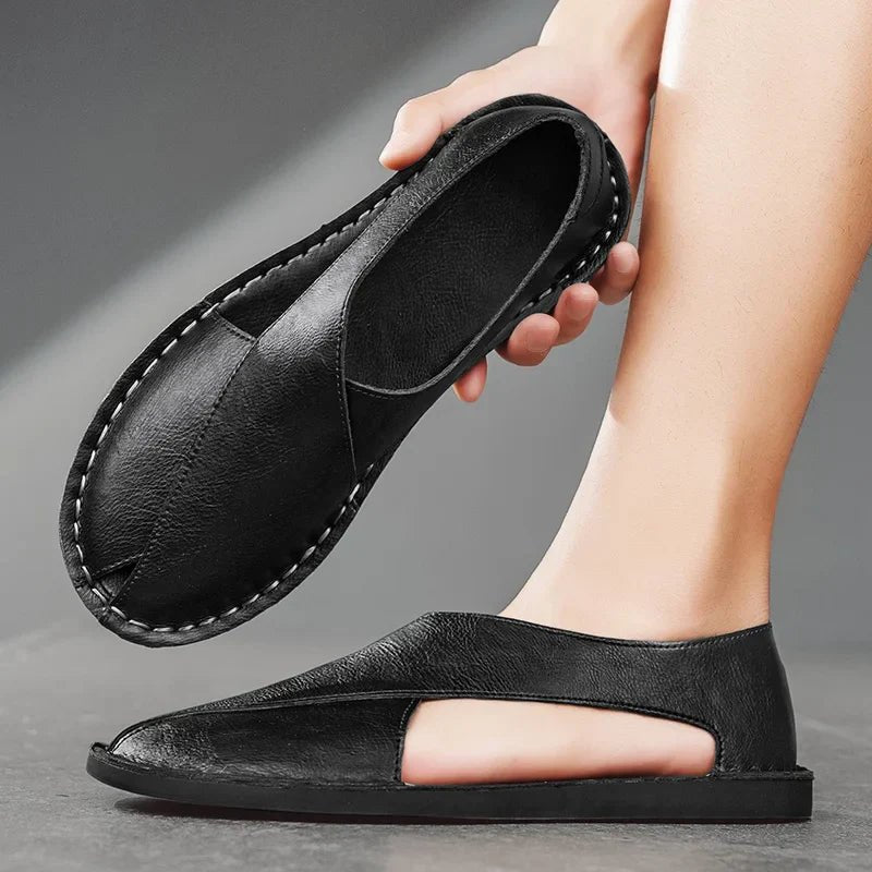 Stefan | Herren Leder-Sandalen Crossover-Design Italienisches Kalbsleder