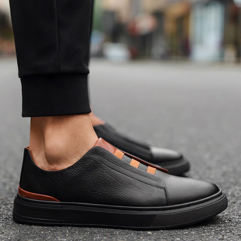 Moritz | Herren Leder Sneaker Slip-On Elastische Schlaufen