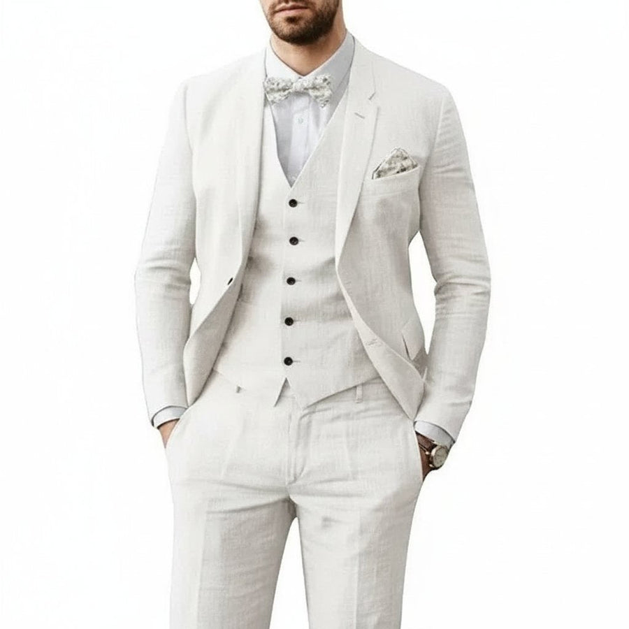 Niklas | Herren Leinenanzug 3-teilig Zweiknopf Hochzeit Sommer